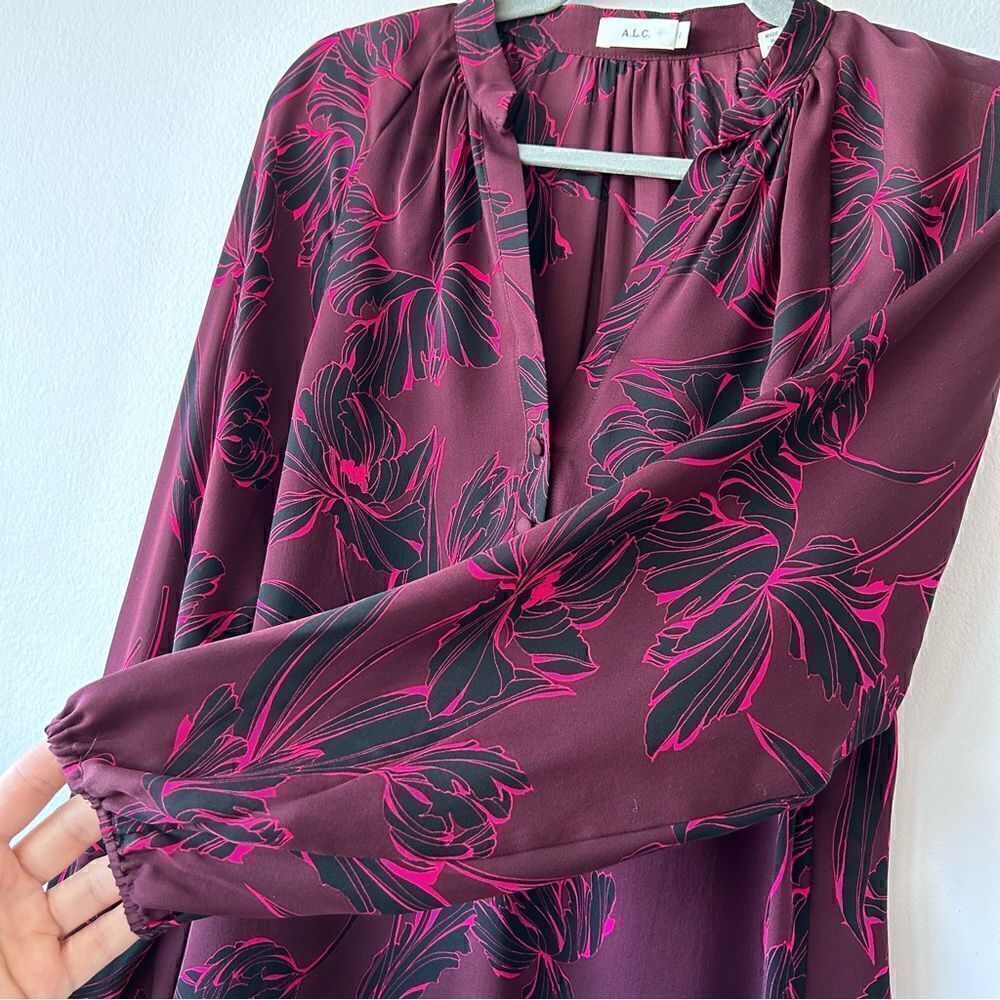 A.L.C. Lori Floral-Print Silk Long-Sleeve - Picture 7 of 9